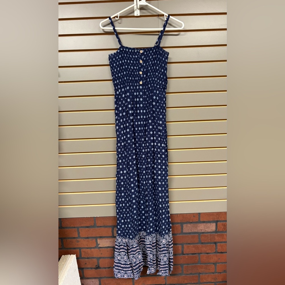 Navy Blue Printed Maxi Dress, size S